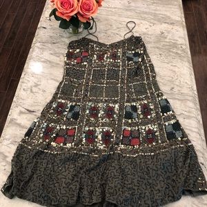 Beaded green mini dress